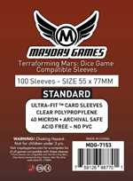 100 x Clear Standard Terraforming Mars: Dice Game Sleeves 55mm x 77 mm (Pre-Order)